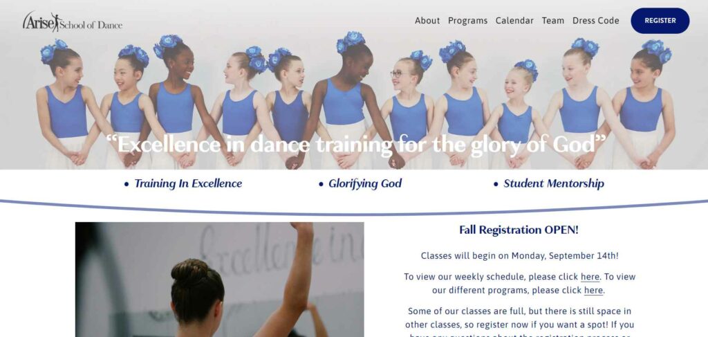 Arise School of Dance website