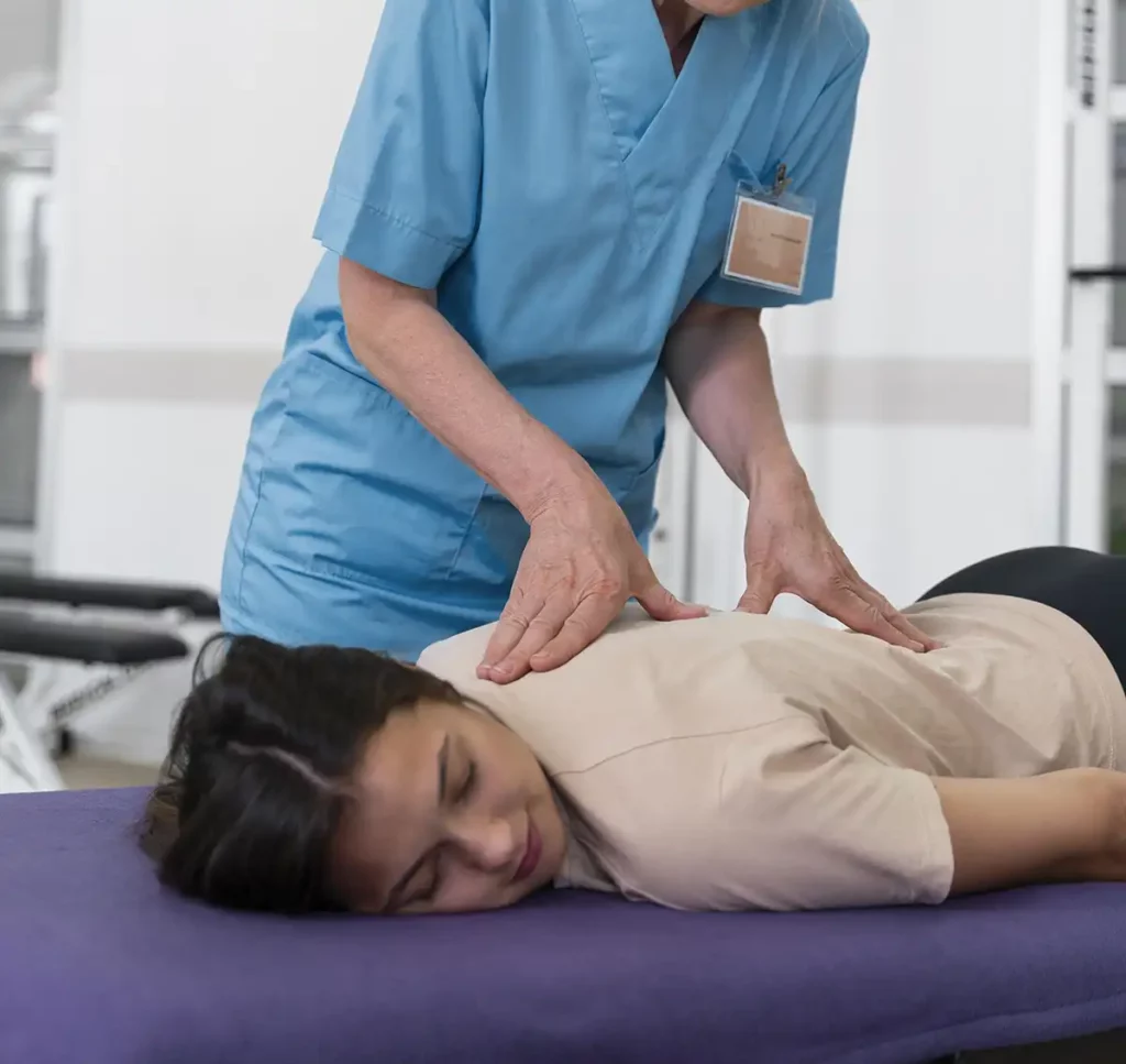 Fibromyalgia patient receiving gentle treatment in private room