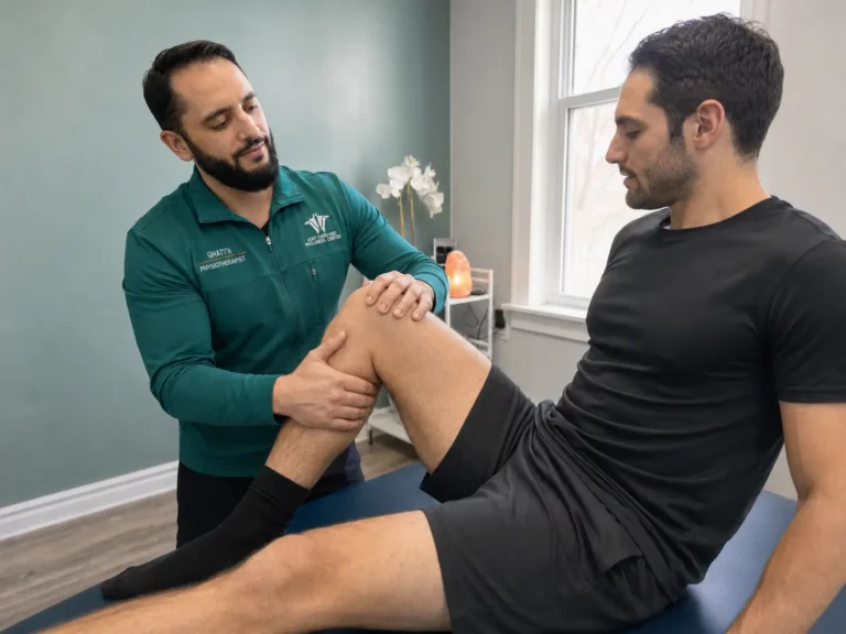 Ghaith Dhaidan Sports injury pain relief treatment for knee and leg mobility at Kent Chiro Med Wellness Clinic in Ottawa