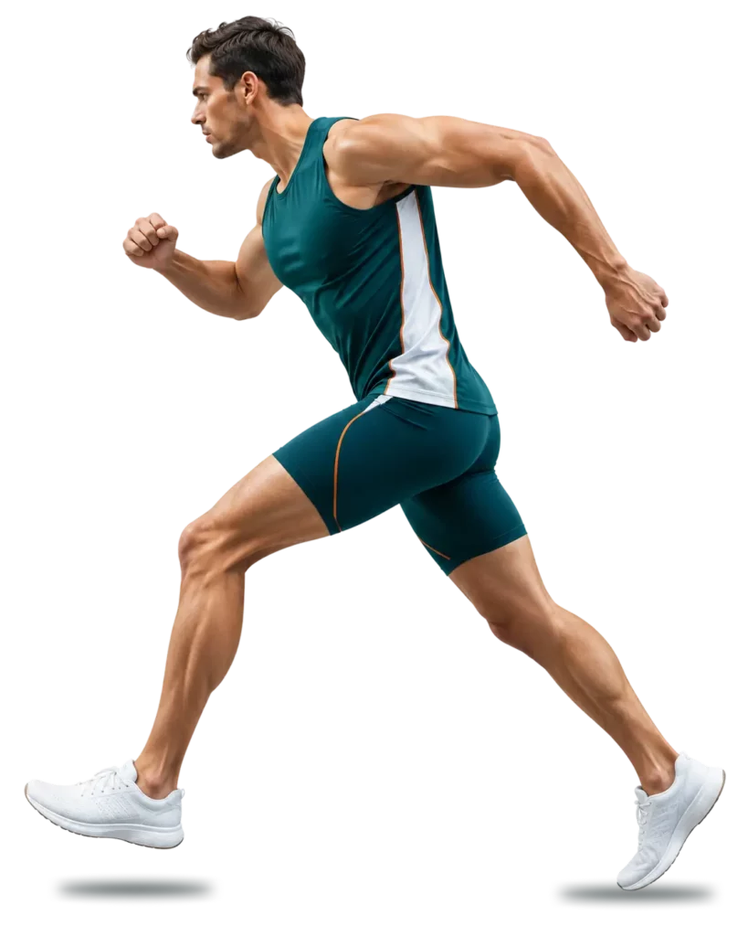 Male athlete sprinting in Kent Chiro Med representing sports physiotherapy and active recovery in Ottawa